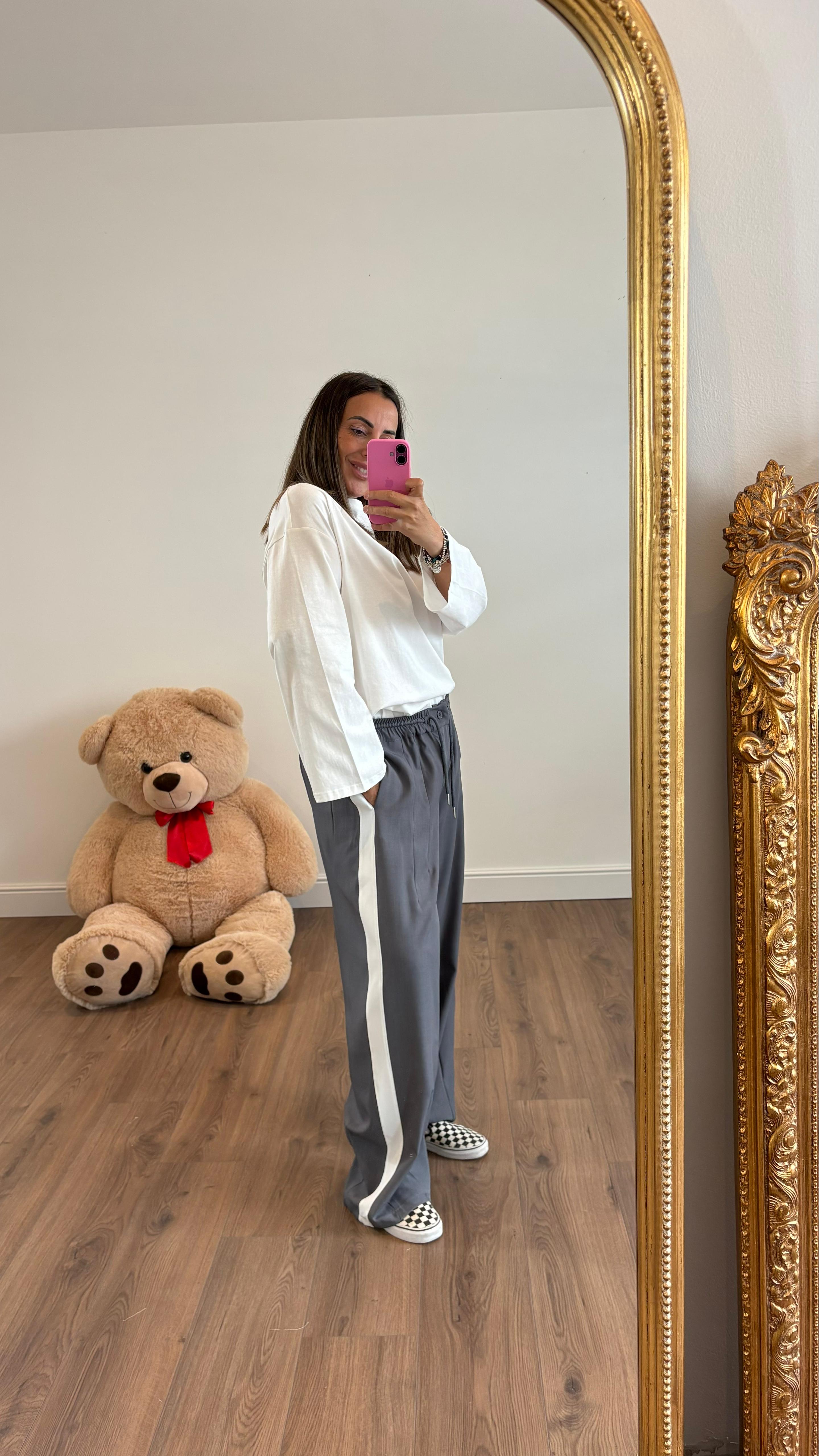 PANTALONE GRIGIO BANDA BIANCA NEW