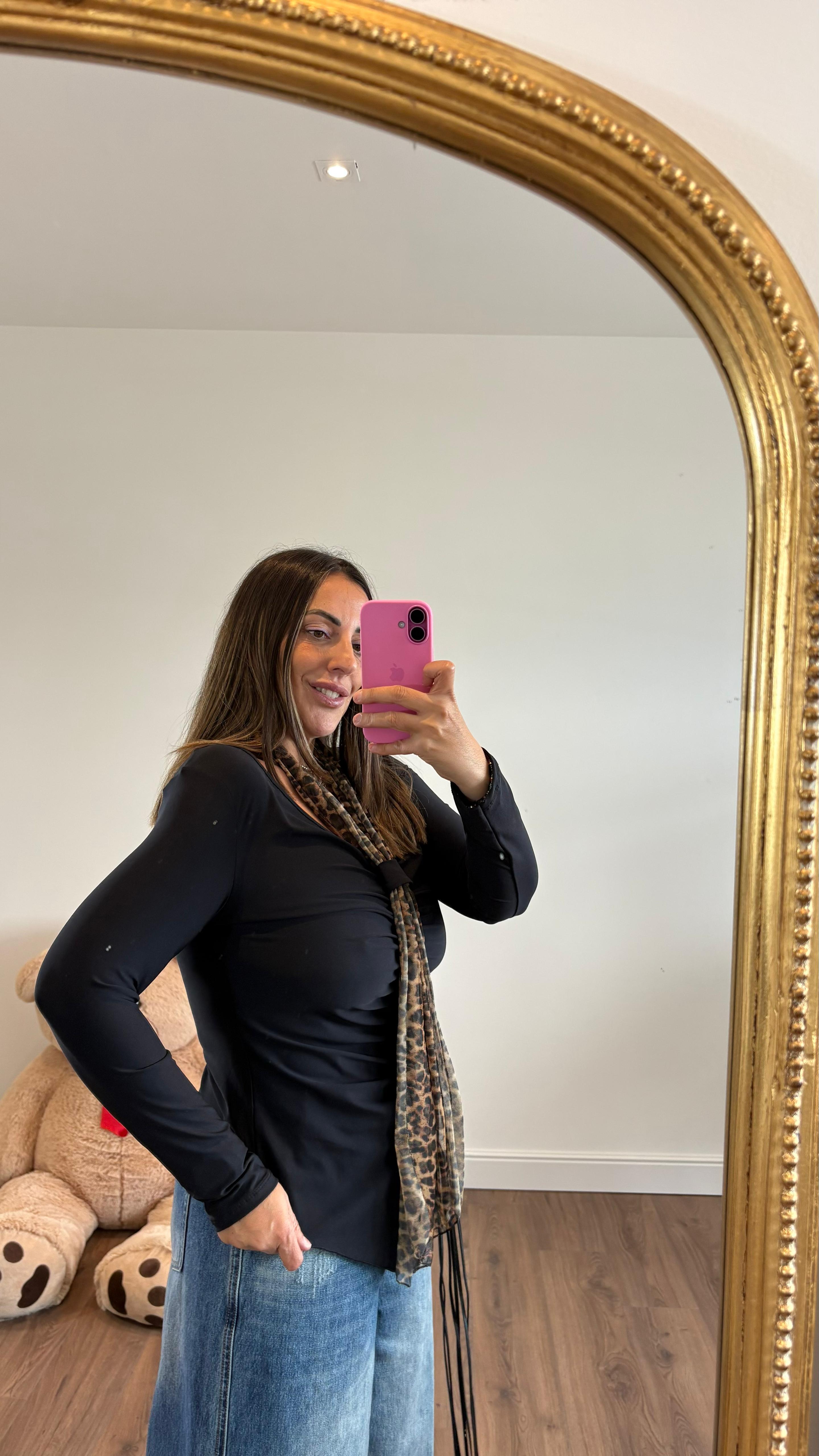 BLUSA CON CRAVATTINA LEOPARDATA 10108 NEW