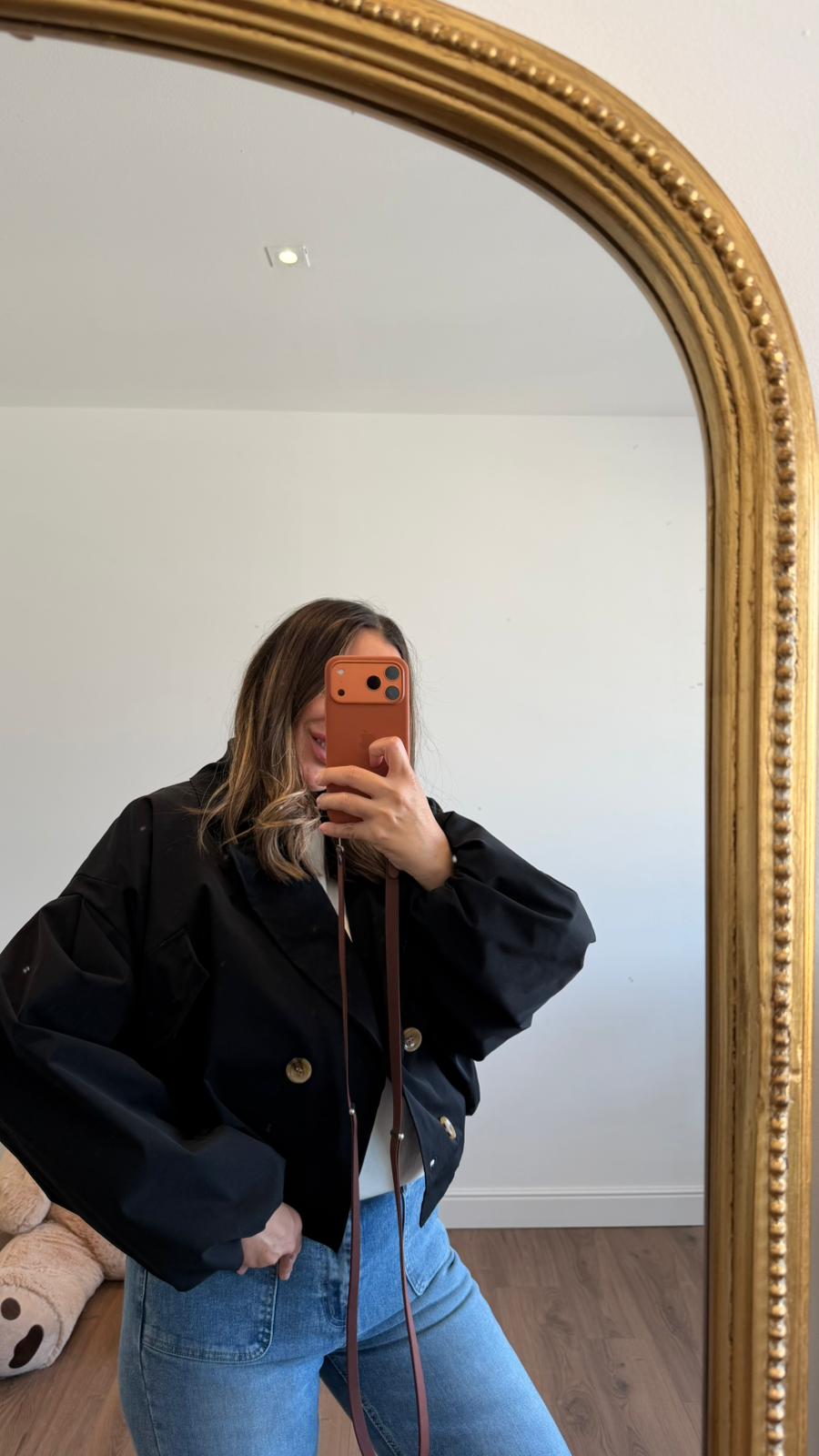 TRENCH CORTO NERO 485 NEW