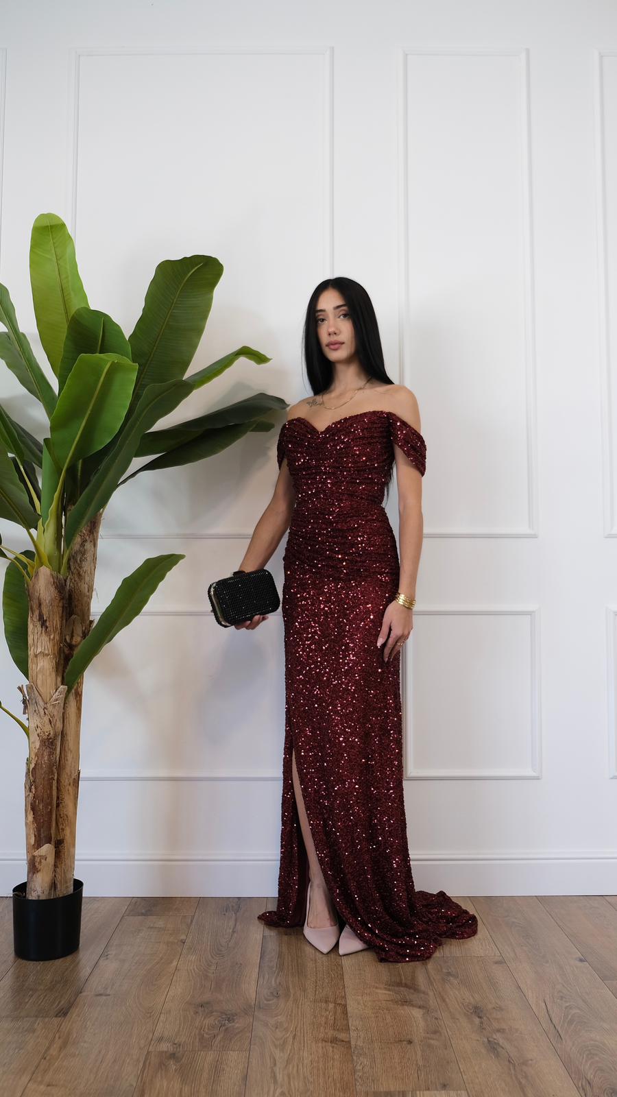 ABITO LUNGO PAILLETTES RED 80791 NEW