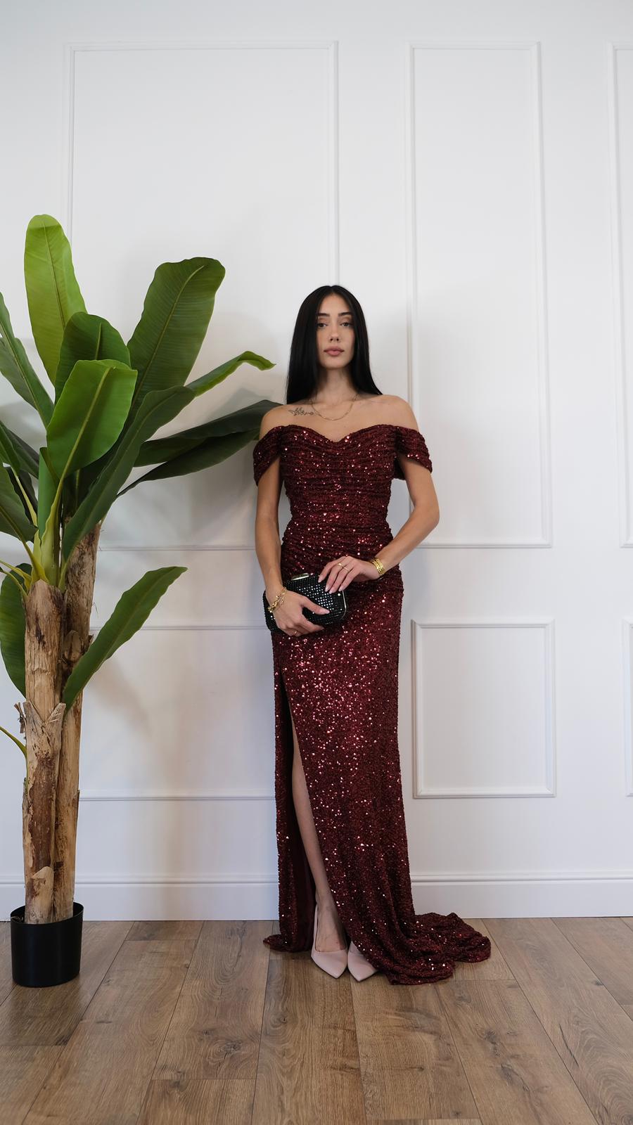 ABITO LUNGO PAILLETTES RED 80791 NEW