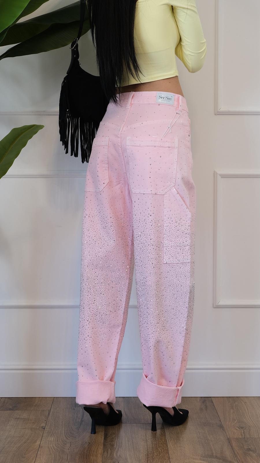 JEANS ROSA BRILLANTINI A3369 NEW