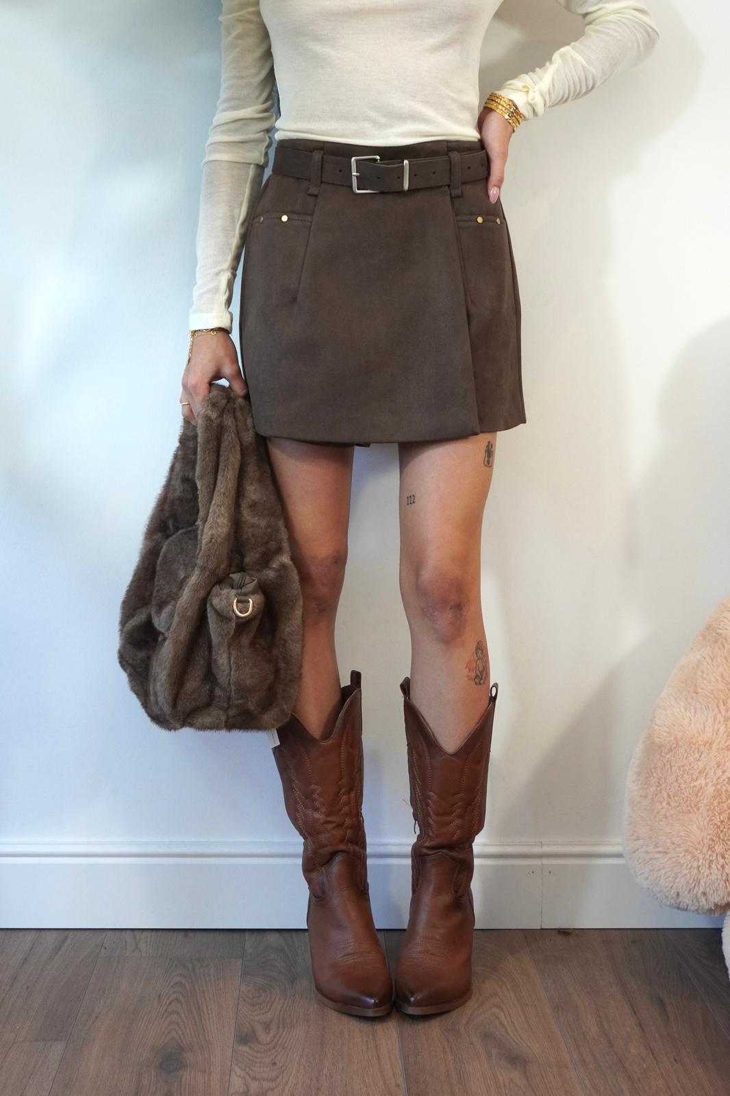 PANTALONCINO SCAMOSCIATO MARRONE W45372 NEW