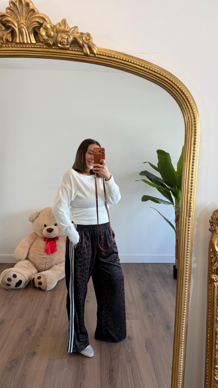 PANTALONE LEOPARDATO BANDA BIANCA 5259 NEW