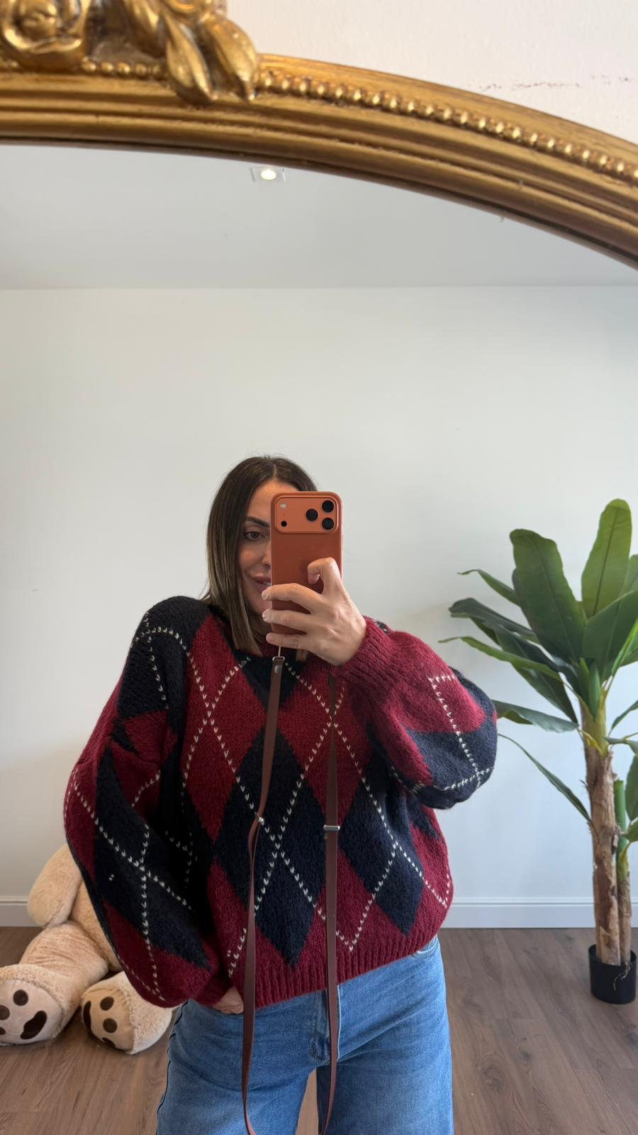 MAGLIONE ROMBI BORDEAUX 22028 NEW