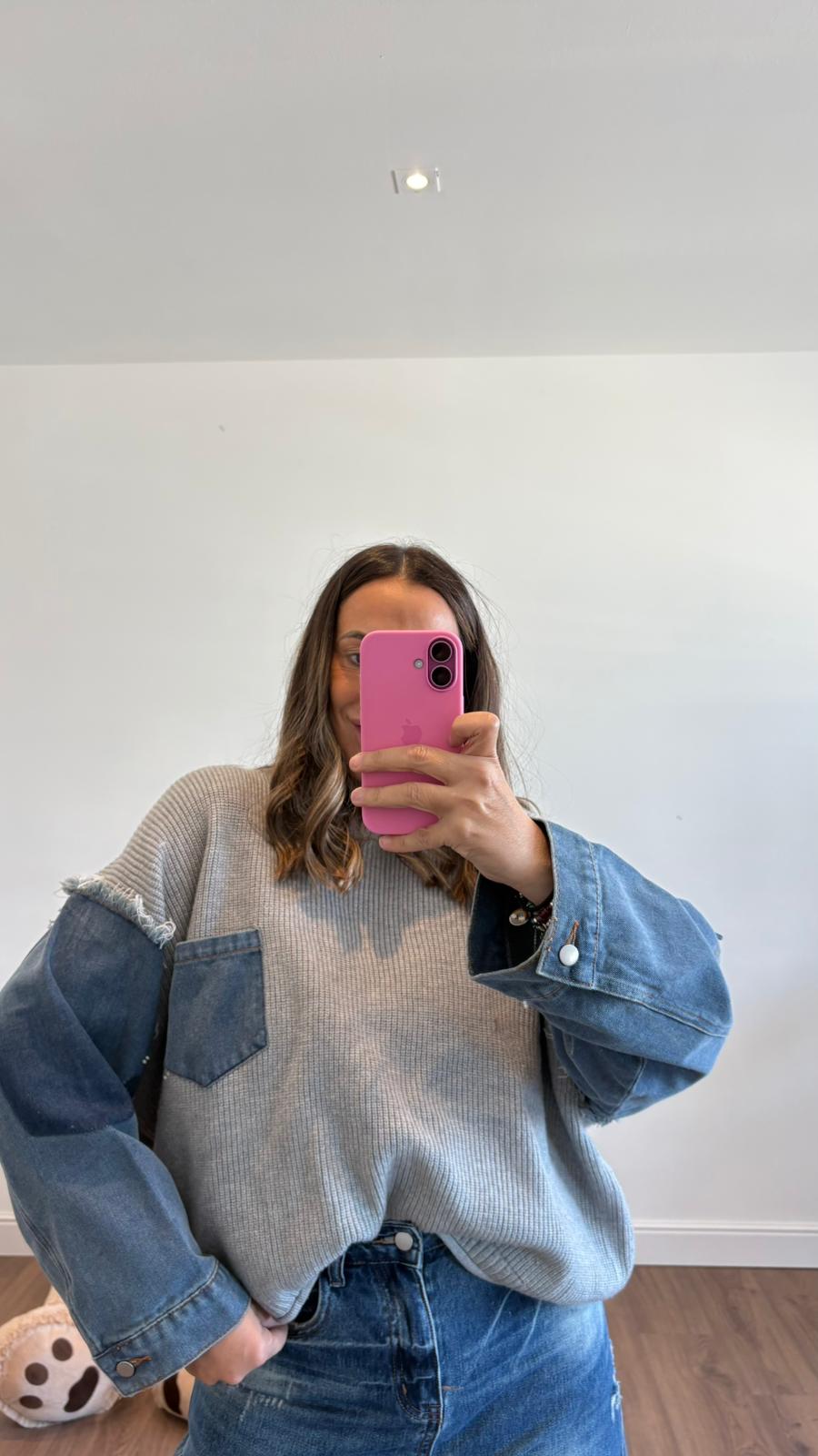 MAGLIONE MANICHE JEANS H895 NEW